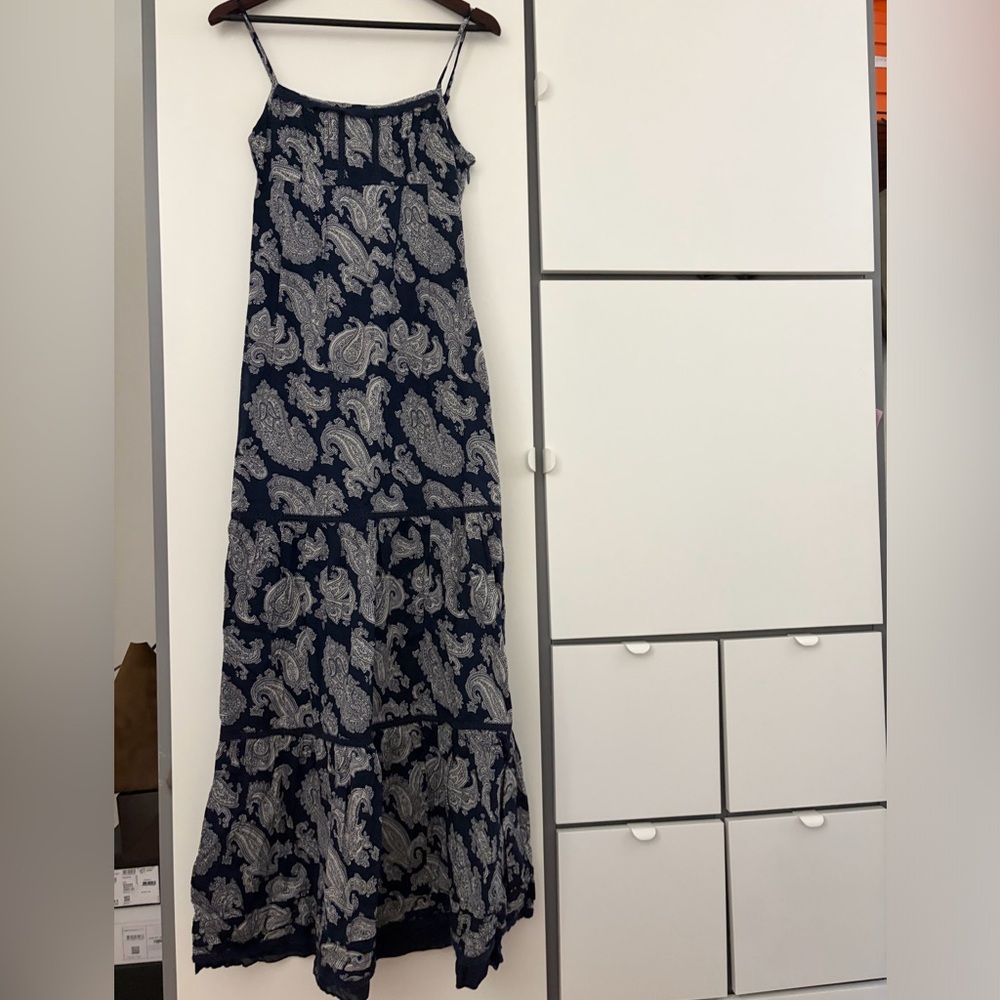Juicy Couture Navy and White Paisley Maxi Dress